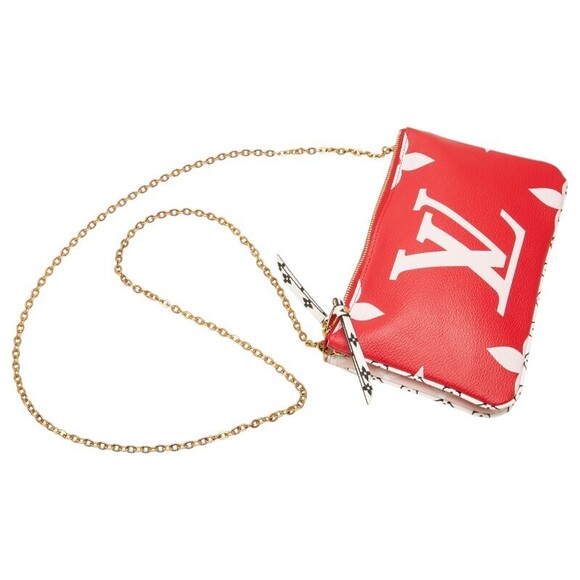 Louis Vuitton Giant Double Zip Chain Shoulder Bag Rouge Red Pink - Picture 4 of 8